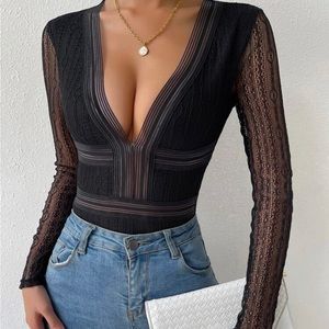 black lace body suit